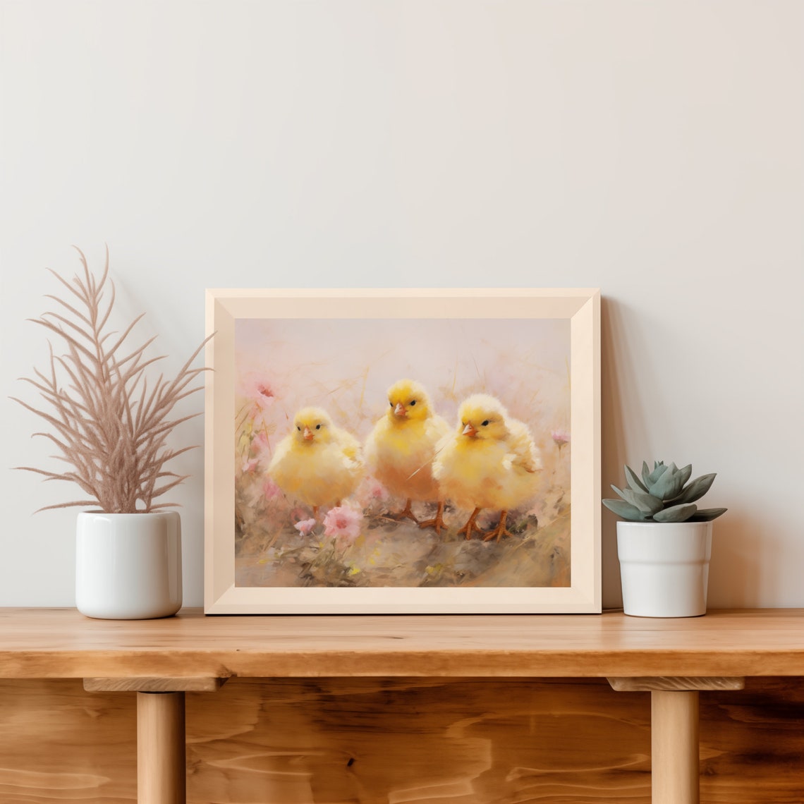 Three Fluffy Yellow Baby Chicks In A Spring Meadow Soft Poster - Image 4