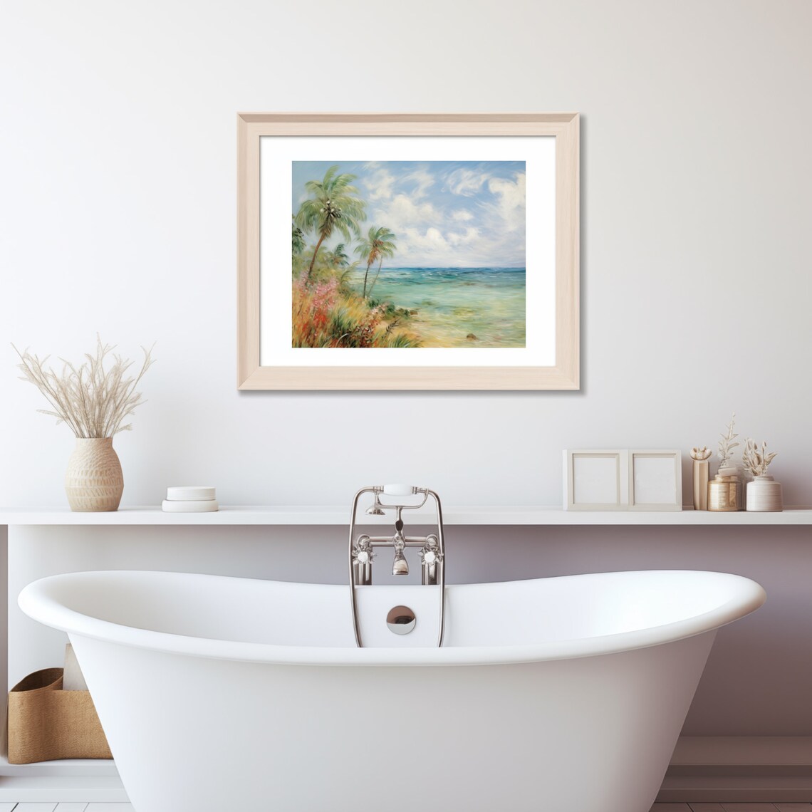 Tropical Beach With Palm Trees And Turquoise Ocean Art Poster - Image 3