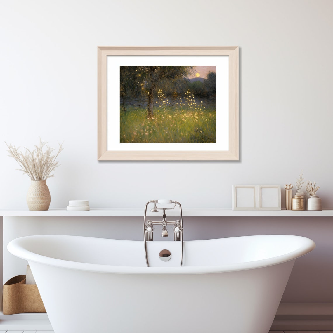 Glowing Fireflies Dancing In A Moonlit Summer Meadow Art Poster - Image 3