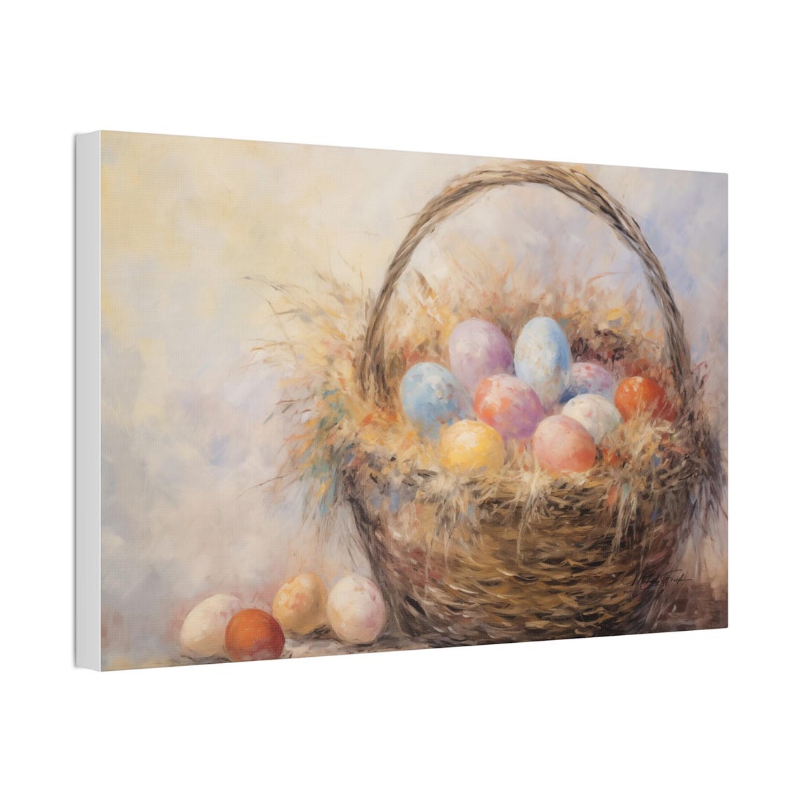 Pastel Easter Eggs Wicker Basket Spring Holiday Decor Art Poster - Image 4