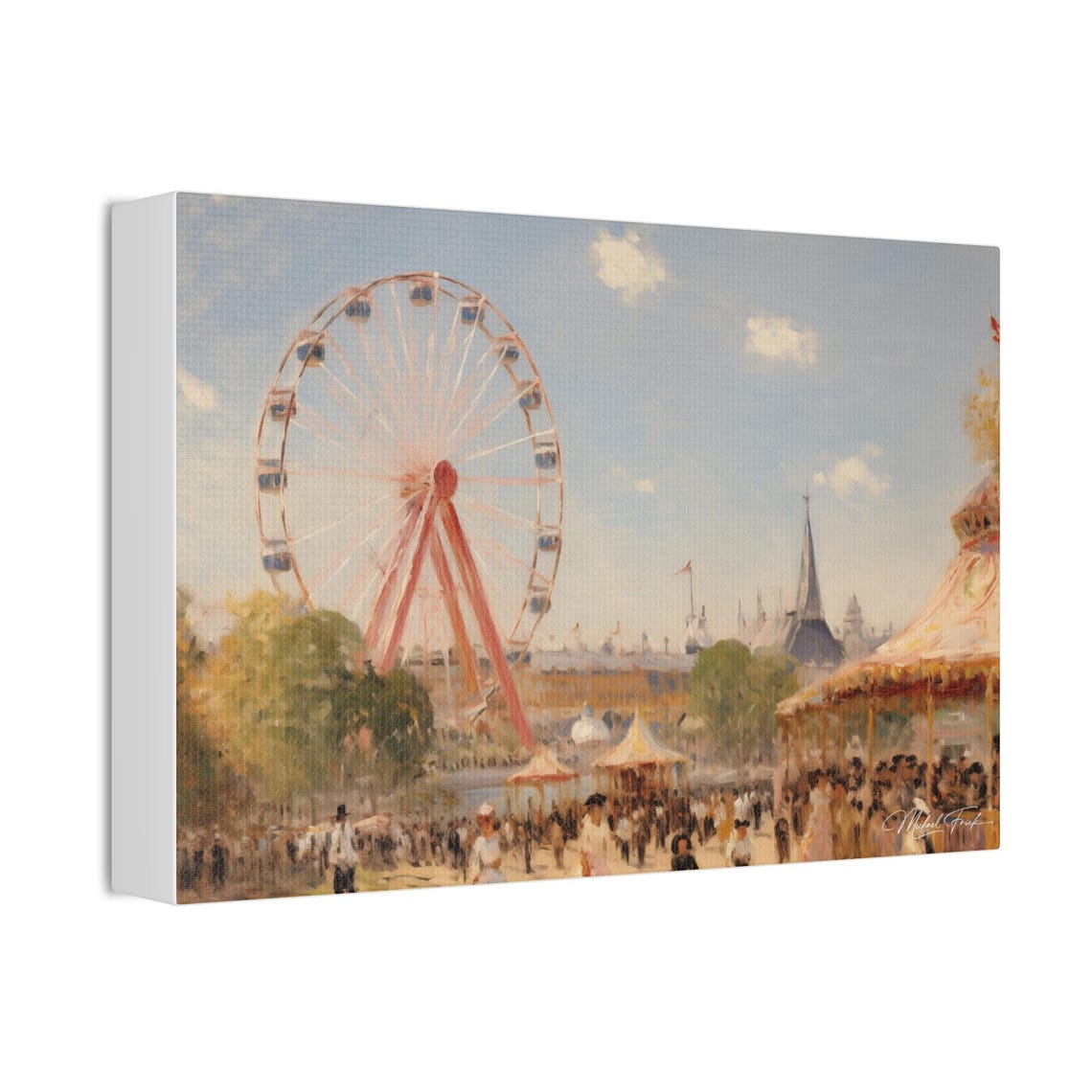 Vintage Summer Carnival Ferris Wheel Impressionist Fair Poster - Image 3