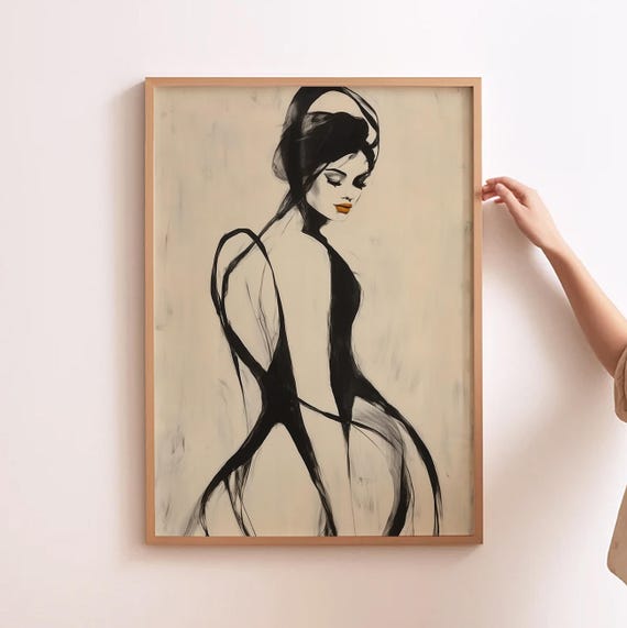 Abstract Woman Art Print, Mid Century Minimalist