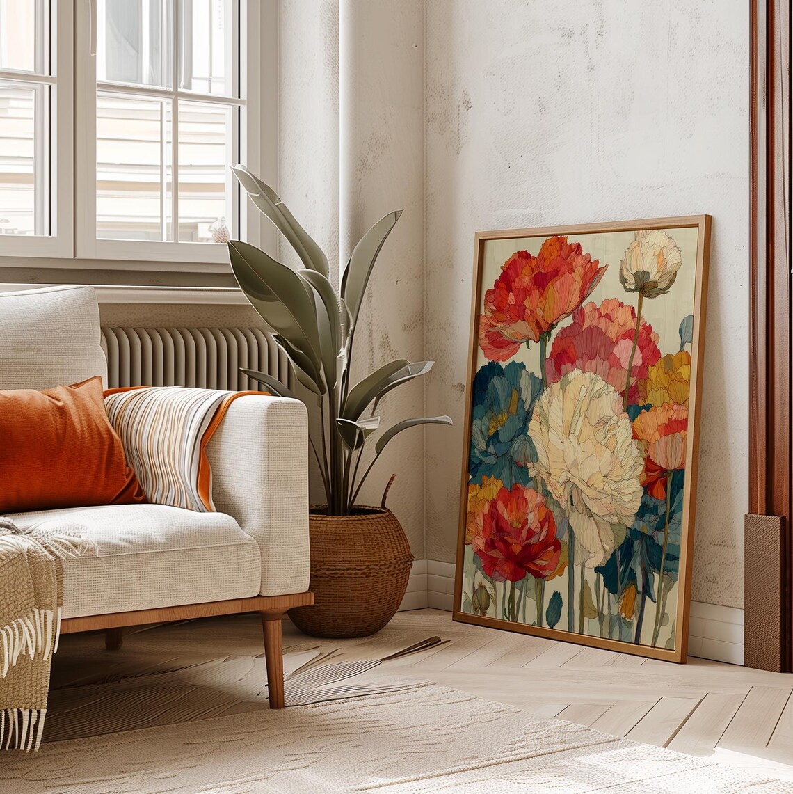 Peonies Colorful Flower Art Print, Maximalist - Image 2