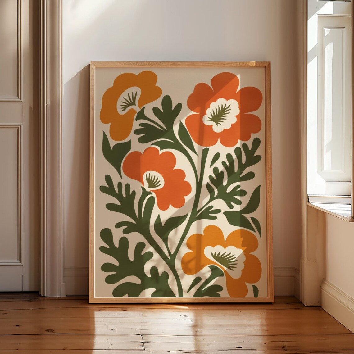 Abstract Floral Print, Mid-Century Modern Botanical Art - Image 3