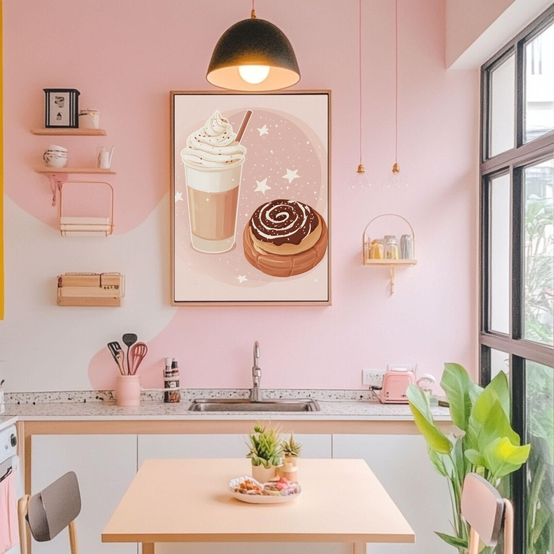 Coffee Wall Art Cinnamon Bun Wall Art Cafe Poster Cozy Kitchen Wall Art