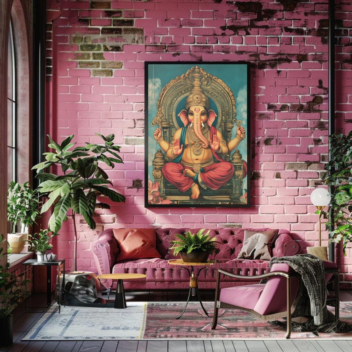 Ganesha Wall Art Hindu Poster Vintage Ganesha Print Hindu Wall Art Ganesh