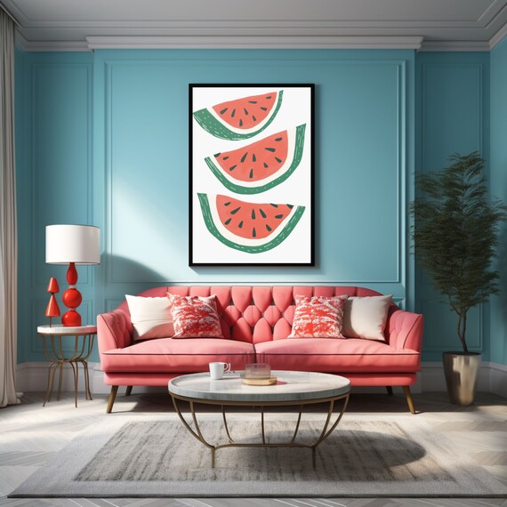 Watermelon Wall Art Watermelon Slices Print Fruit Wall Art Kitchen Poster Cute Watermelon Print