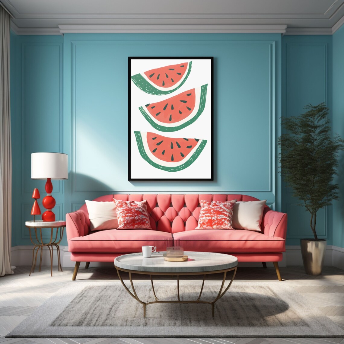 Watermelon Wall Art Watermelon Slices Print Fruit Wall Art Kitchen Poster Cute Watermelon Print