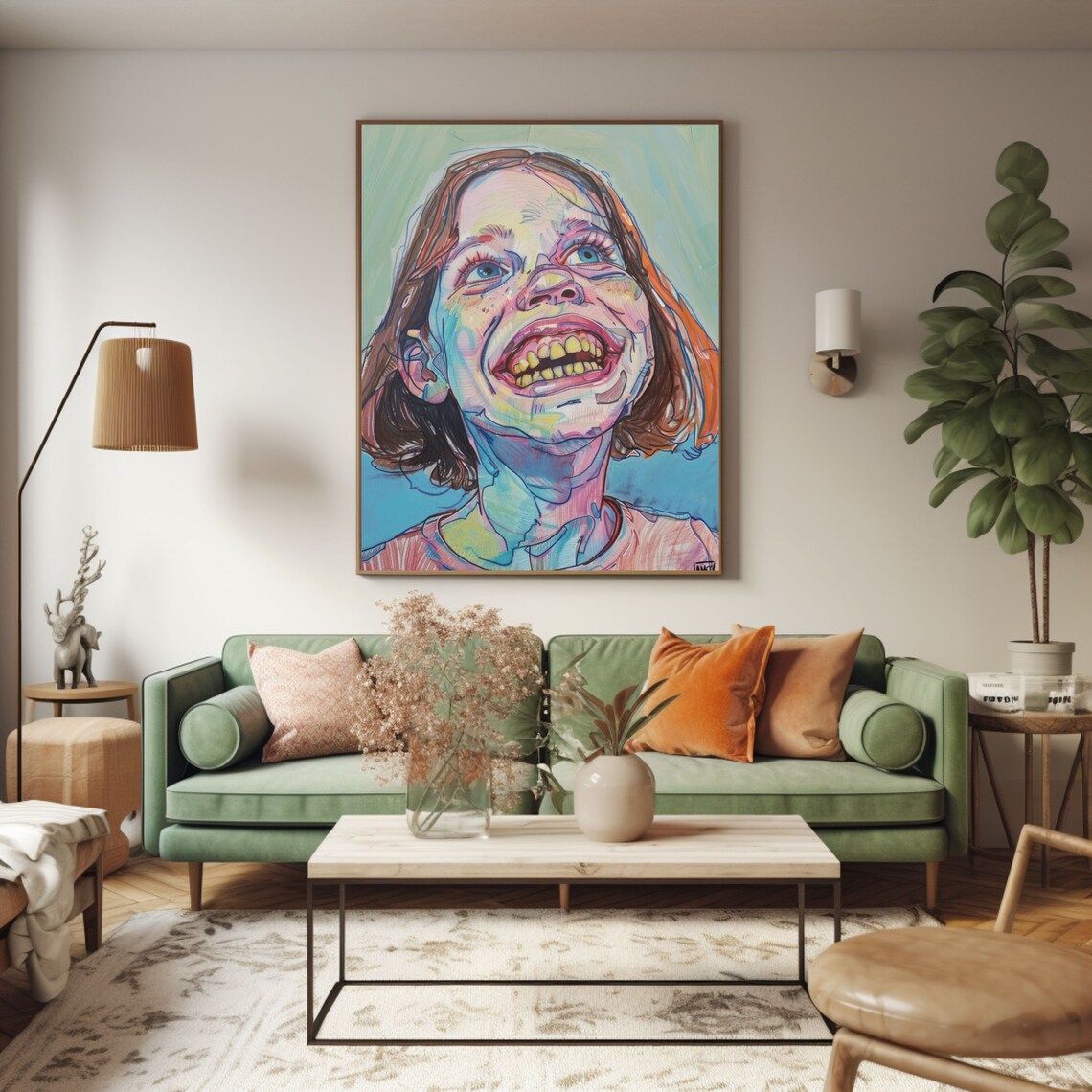 Alissa Grinning Girl Colorful Portrait By Anastasia Ames Poster