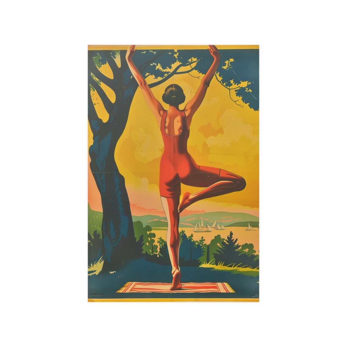 Retro Yoga Sun Salutation Art Print, Yoga Decor - Image 2