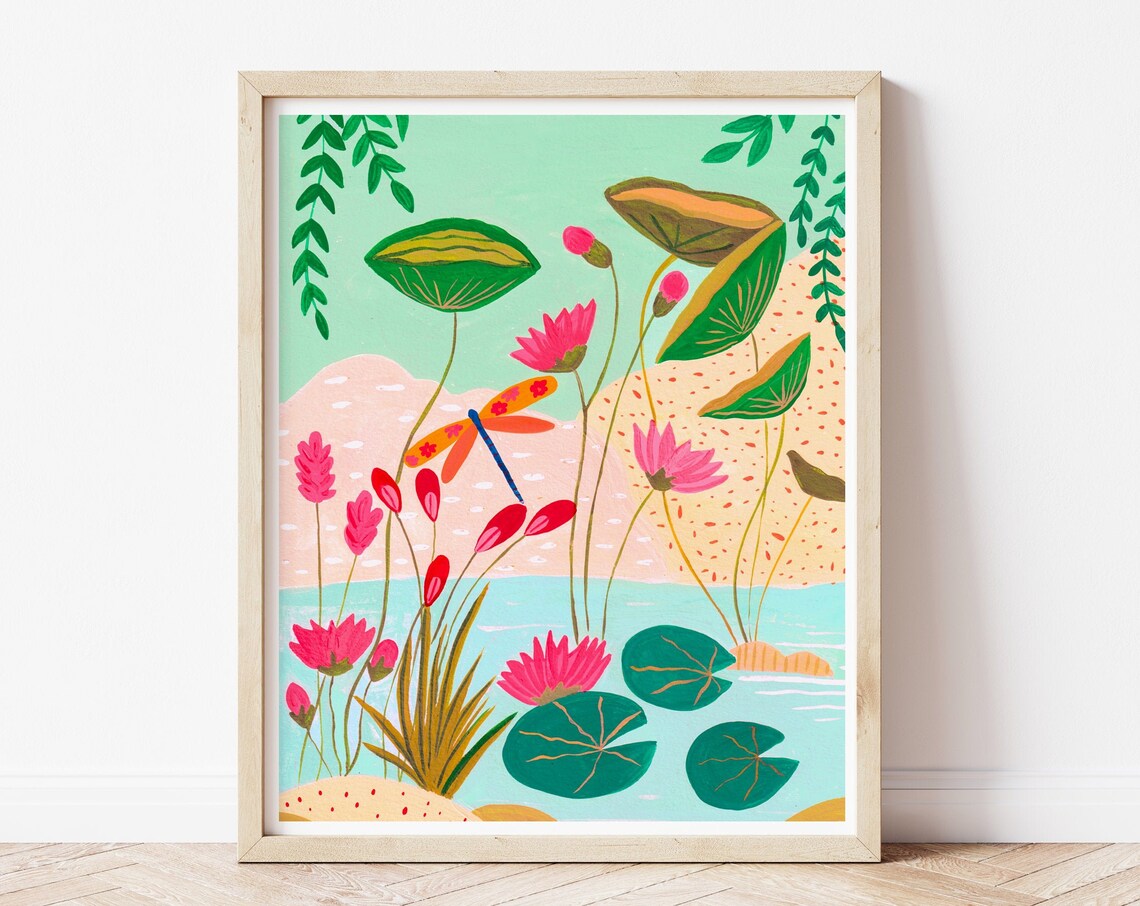 Dragonfly Colorful Art Print, Jungle Nursery Decor
