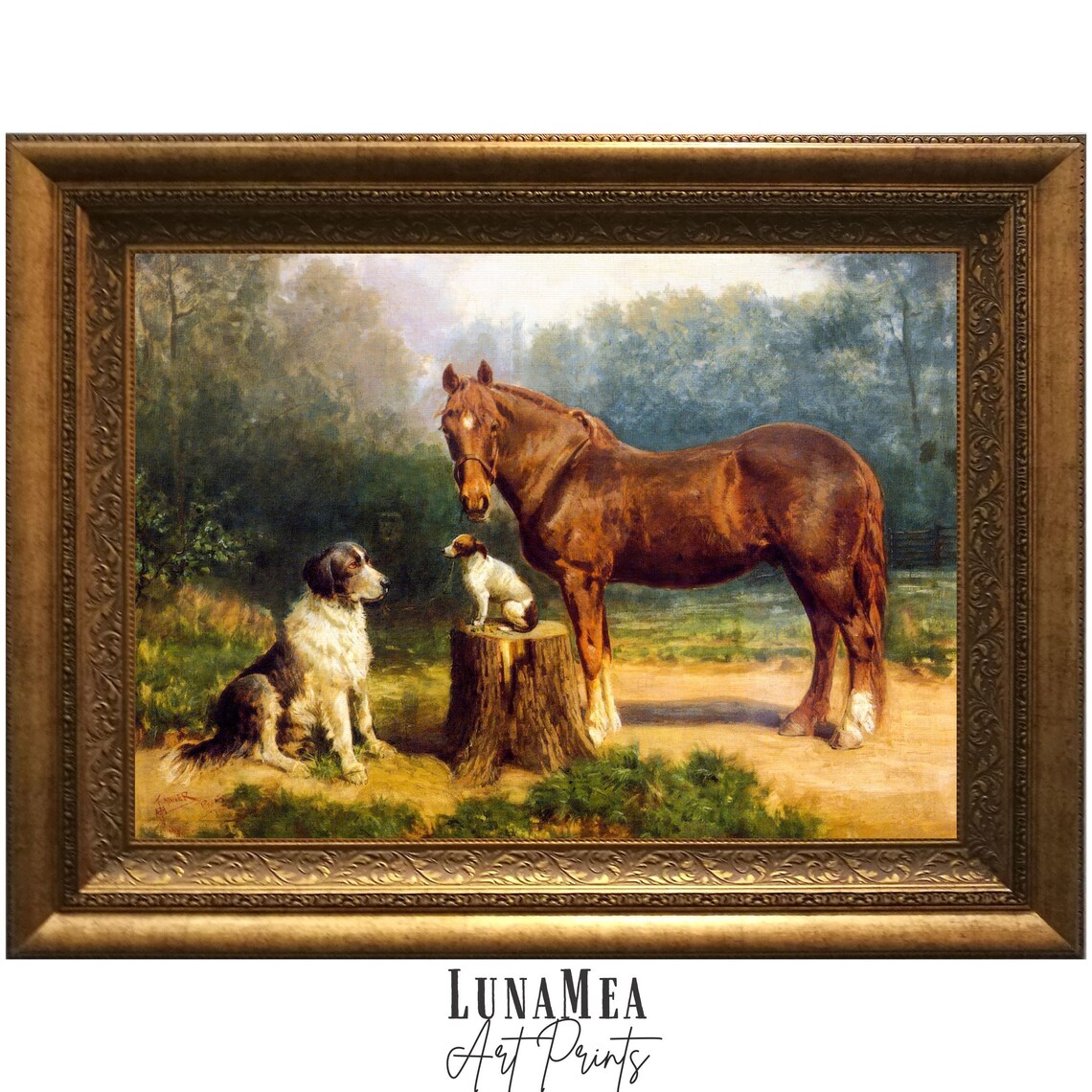 Horse And Dog Vintage Art Print, Rustic Farmhouse - Image 3