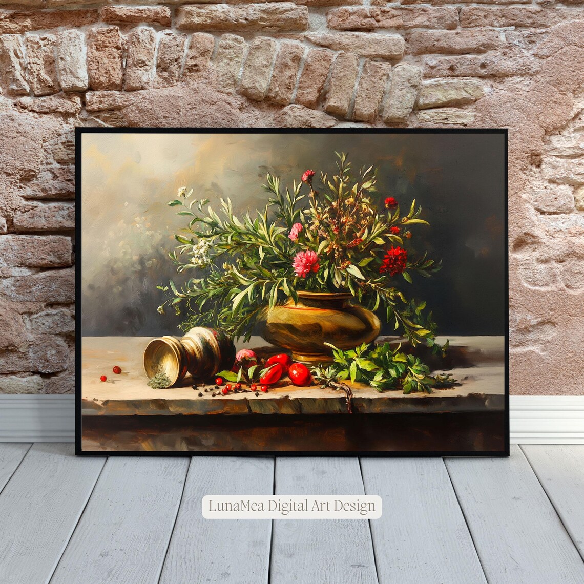 Rustic Kitchen Still Life, Herbs, Spices And Tomatoes - Image 3