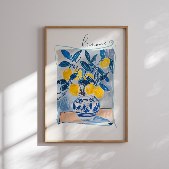 Italian Lemon Print, La Dolce Vita Travel Poster