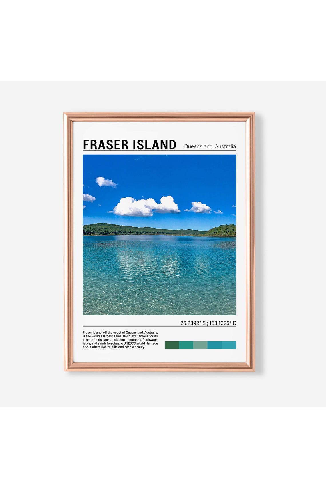 Fraser Island Queensland Turquoise Lake Rainforest Shore Poster