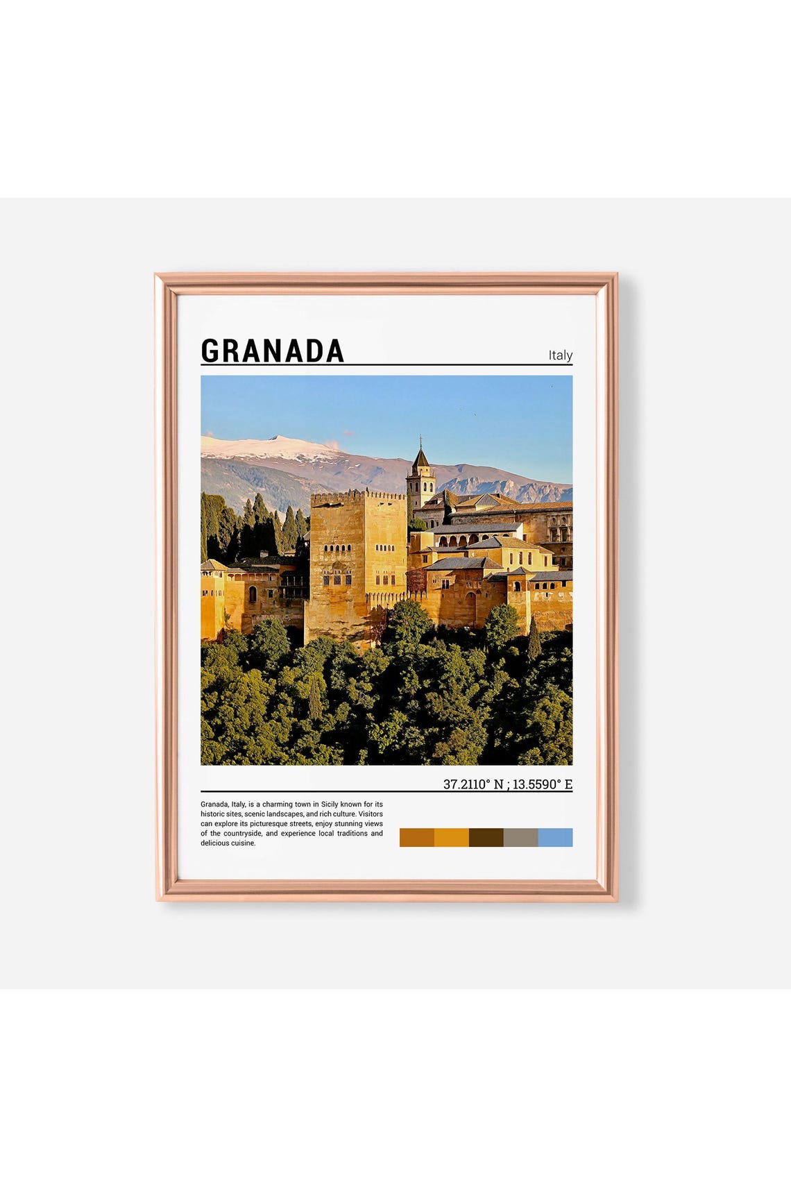 Granada Spain Alhambra Palace Sierra Nevada Mountain View Poster