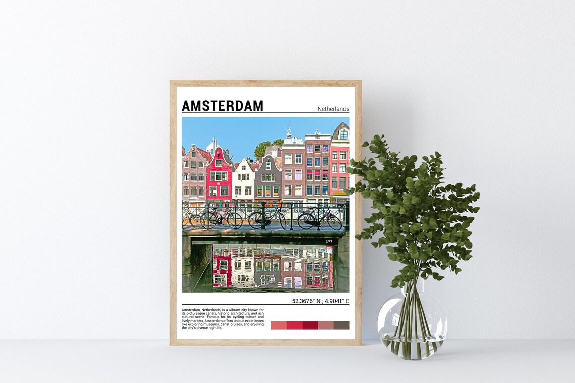 Amsterdam Travel Poster Print, Netherlands Wall Art - Image 4