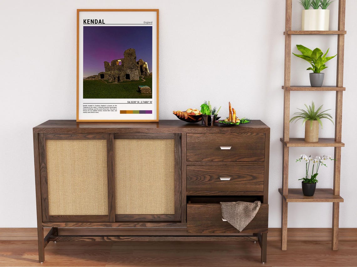 Kendal England Castle Ruins Night Stars Historic Stone Poster - Image 6