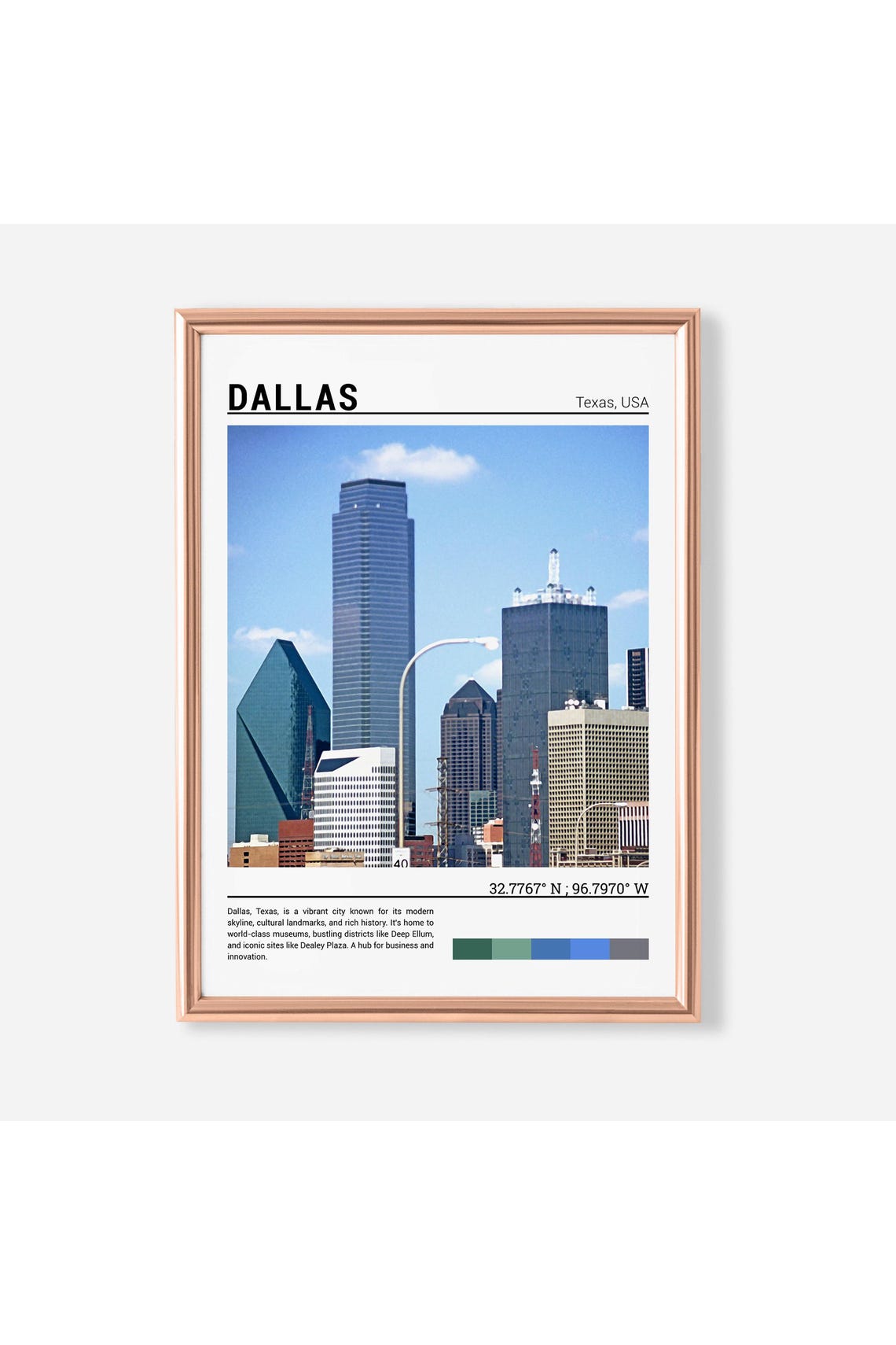 Dallas Texas Downtown Skyline Skyscrapers Urban Cityscape Poster