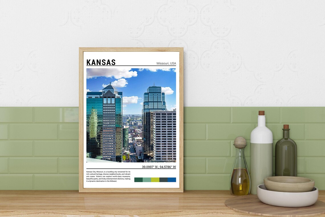 Kansas City Missouri Downtown Glass Towers Urban Skyline Poster - Image 3