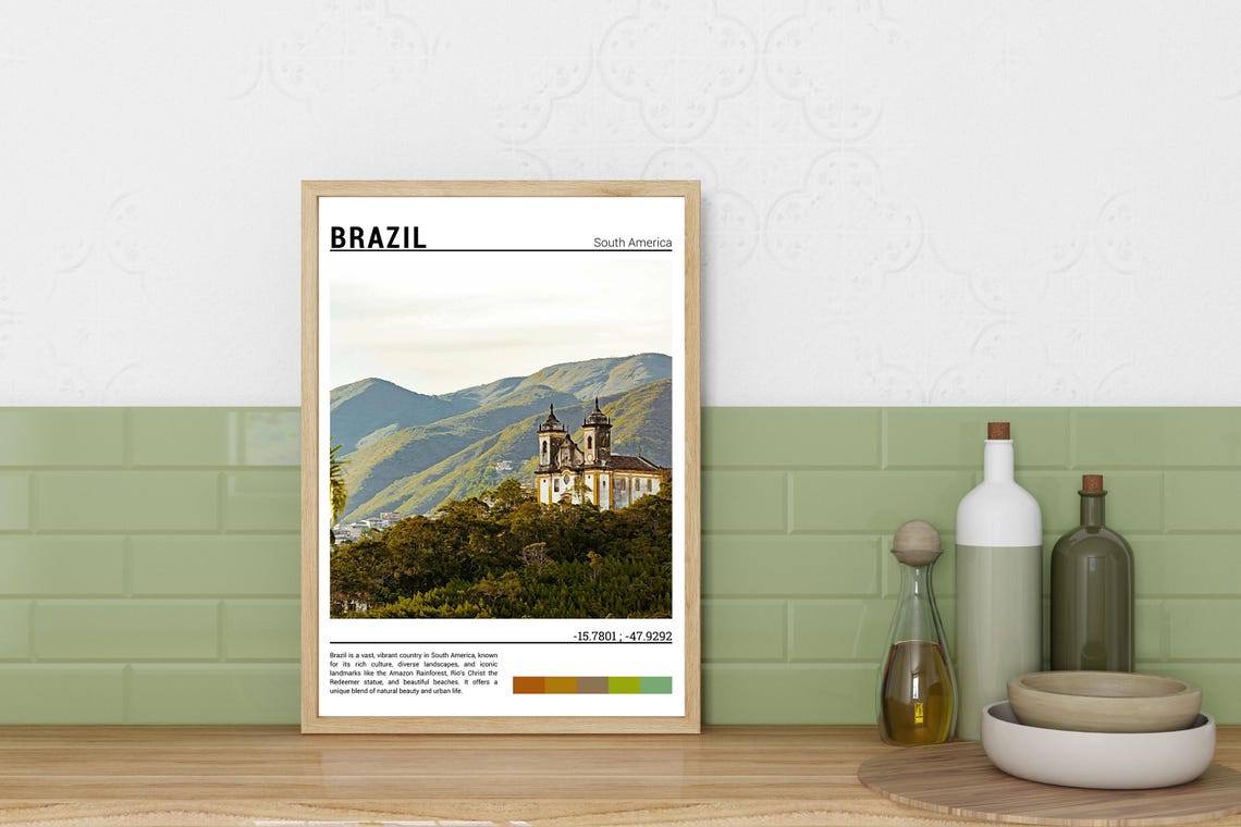Brazil Print Brazil Poster Brazil Wall Art Brazil Travel Brazil Artwork Brazil Art Brazil Photo - Image 3