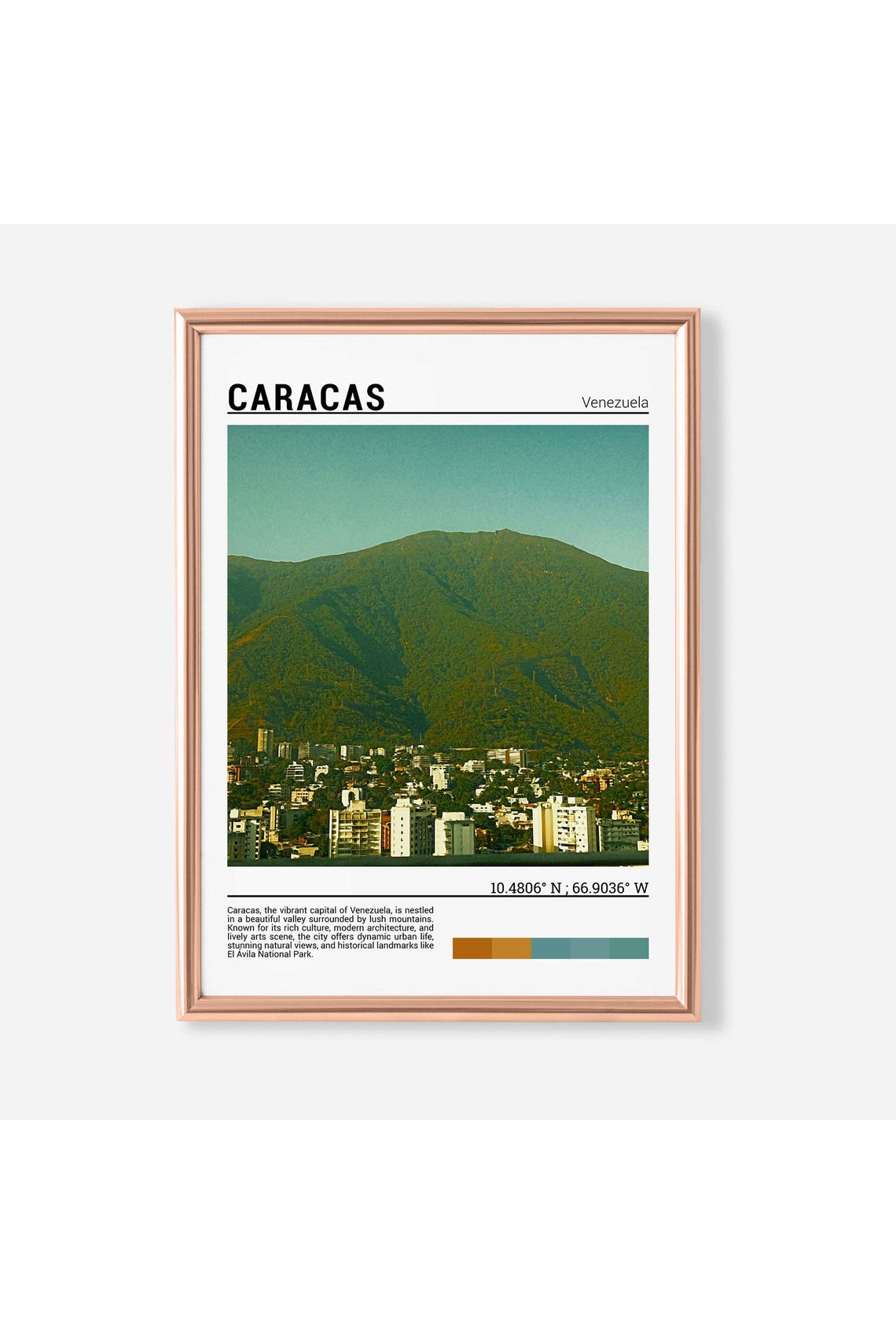 Caracas Venezuela City Under Green Avila Mountain Photo Poster