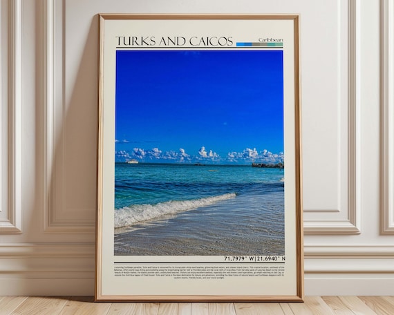 Turks and Caicos Caribbean Tropical Beach Paradise Travel Poster