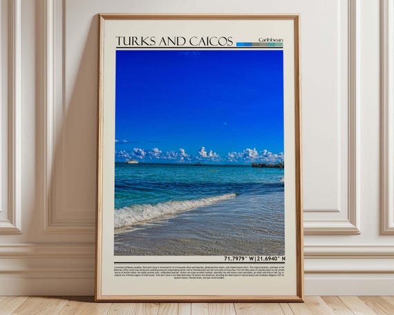 Turks And Caicos Wall Art Print Travel Poster Gift Artwork Caribbean Hanging Home Decor