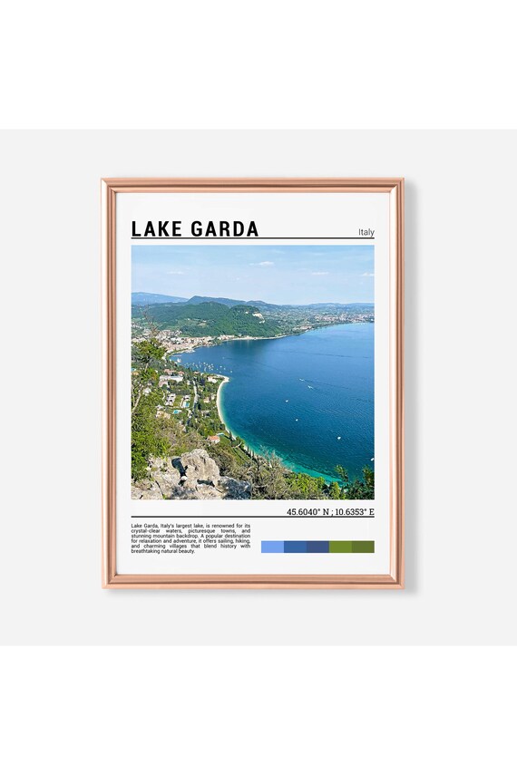 Lake Garda Italy Blue Water Shoreline Mountain View Photo Poster