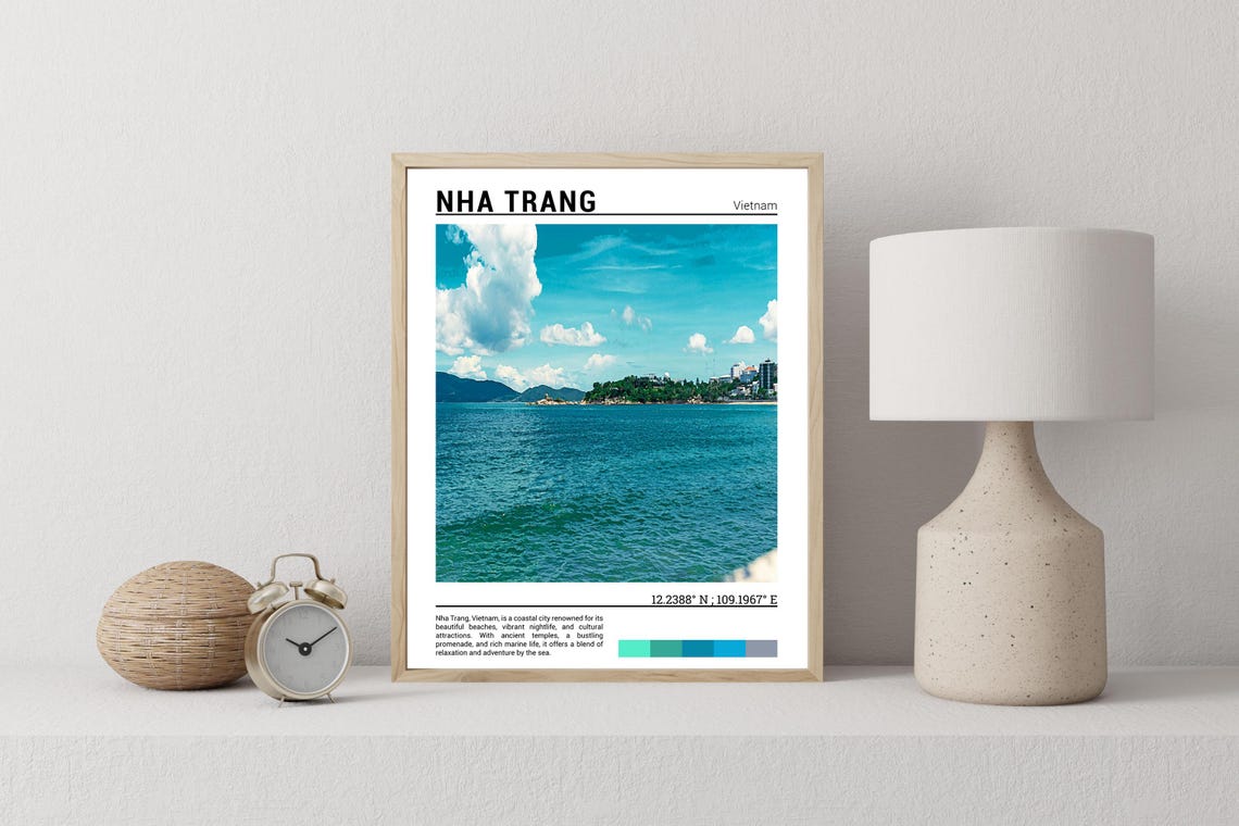 Nha Trang Vietnam Turquoise Bay Coastline View Seaside Resort Poster - Image 2