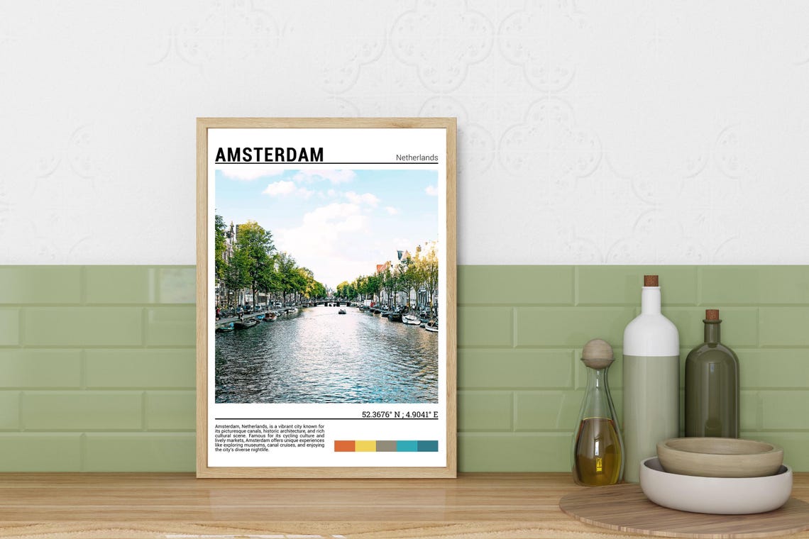 Amsterdam Netherlands Charming Sunny Canal Boats Summer Poster - Image 4