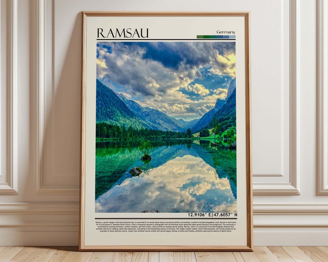 Ramsau Germany Alpine Lake Mirror Reflection Mountains Travel Poster