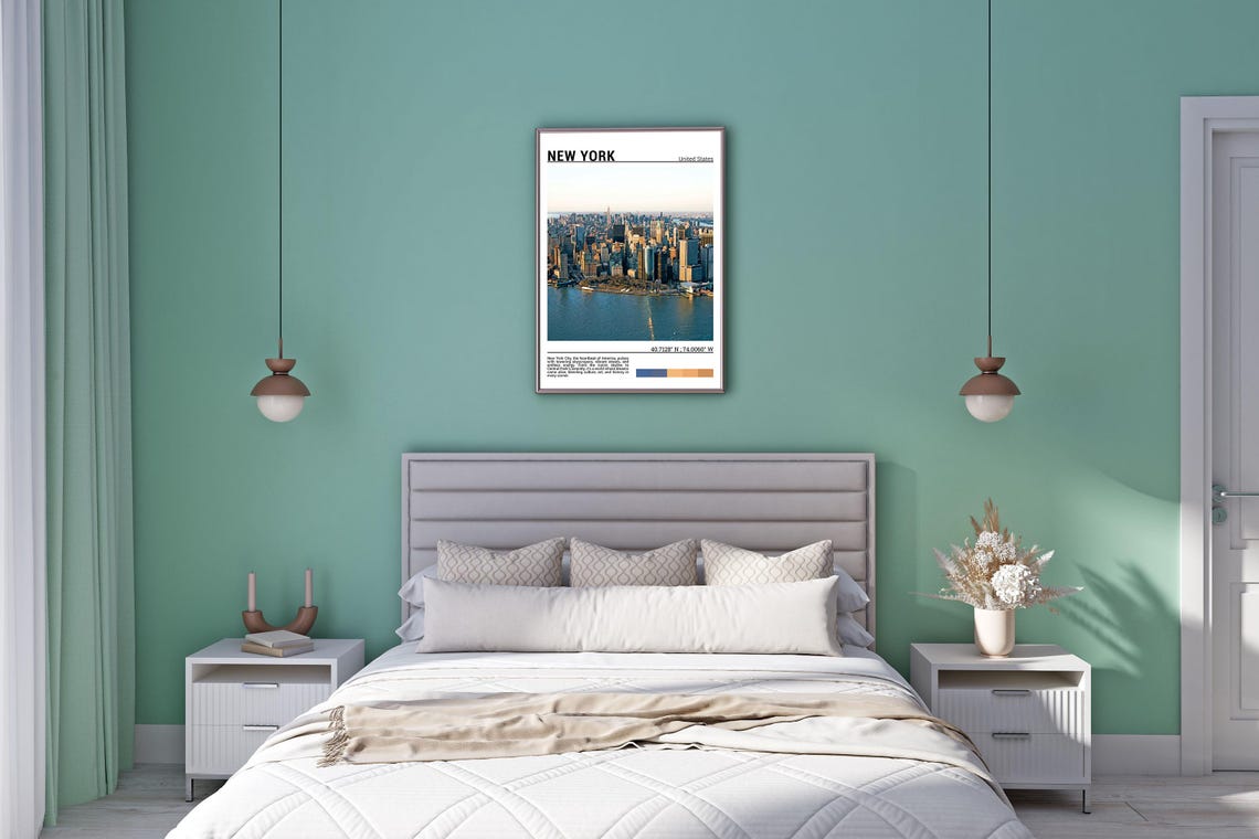 New York City Manhattan Skyline Sunset Harbor View Travel Poster - Image 5