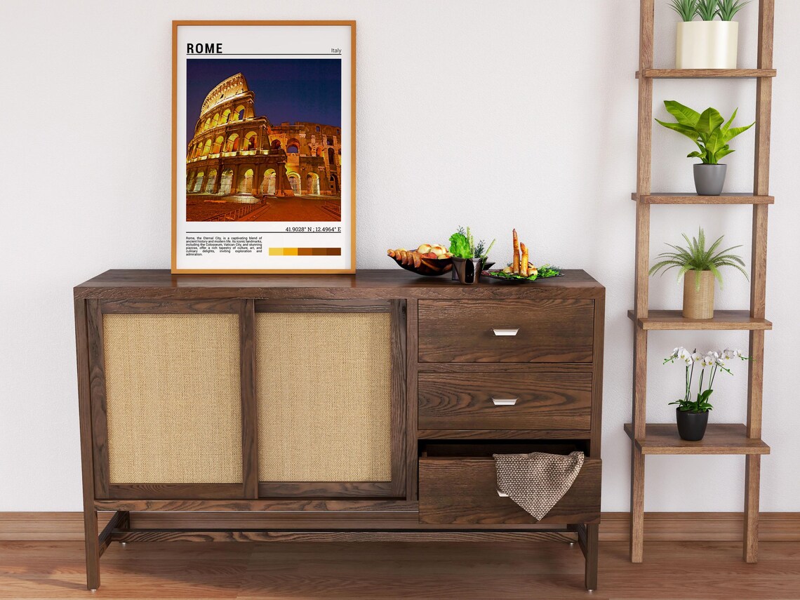 Rome Italy Colosseum at Night Illuminated Arches Photo Poster - Image 6