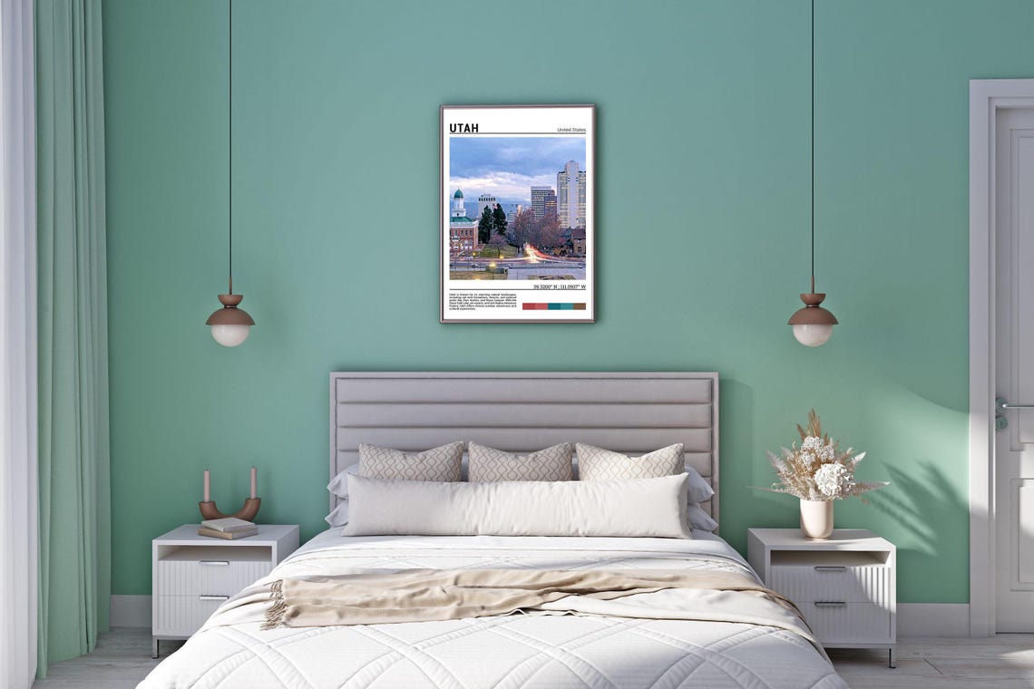Salt Lake City Utah Evening Skyline Mountain Backdrop Photo Poster - Image 5