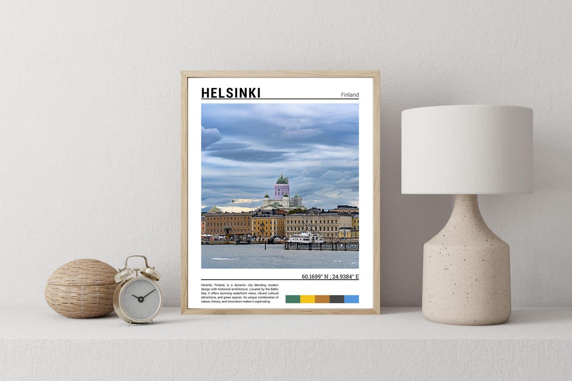 Helsinki Finland Harbor Waterfront Cathedral Skyline City View Poster - Image 2