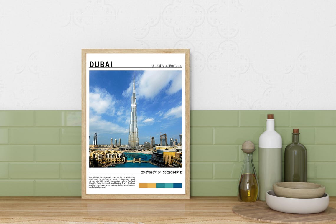 Dubai UAE Burj Khalifa Tallest Tower Downtown Skyline Poster - Image 3