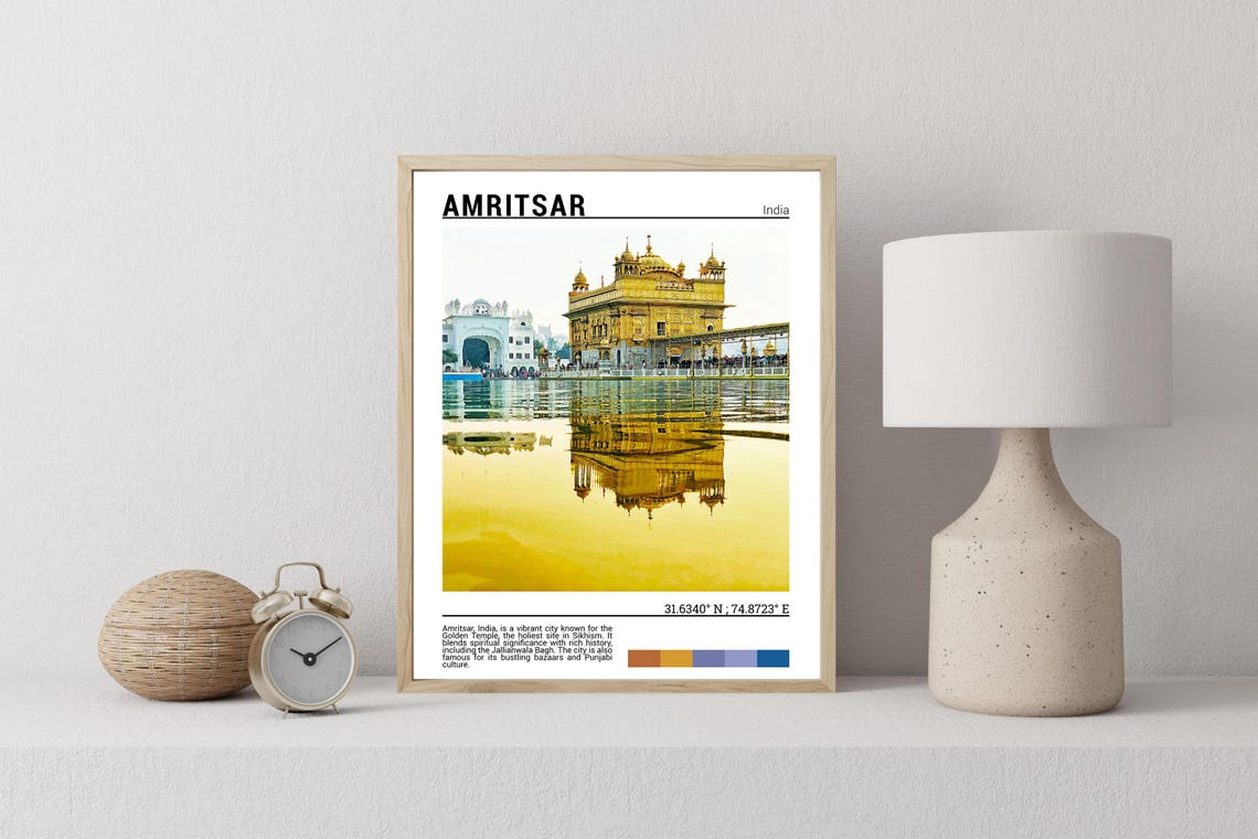 Amritsar India Golden Temple Sacred Reflection Travel Poster - Image 2