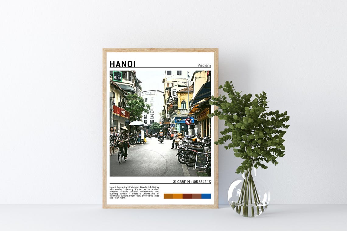 Hanoi Vietnam Old Quarter Street Life Scene Colonial Streets Poster - Image 4