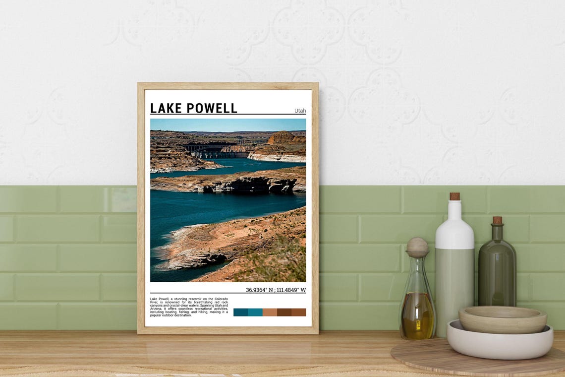 Lake Powell Utah Glen Canyon Dam Red Rock Canyons Travel Poster - Image 3