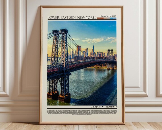Lower East Side New York Williamsburg Bridge Cityscape Poster