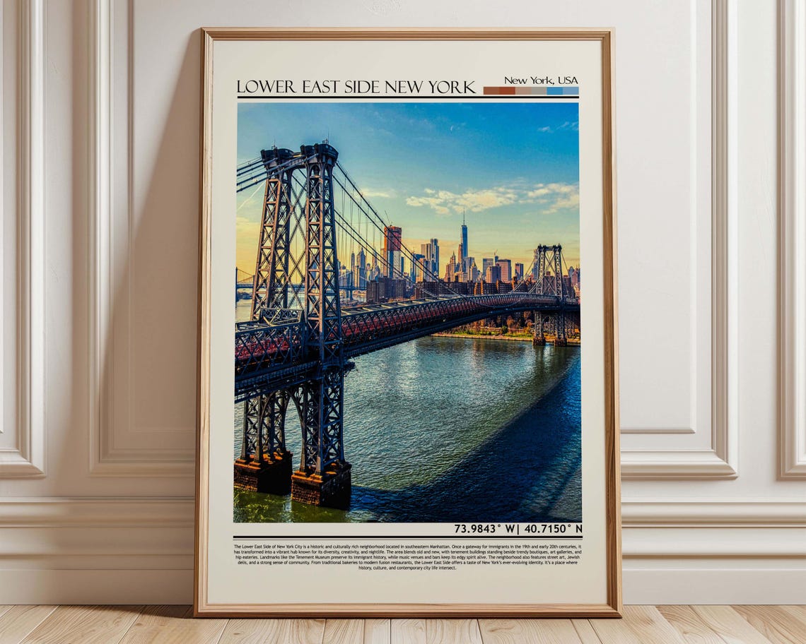 Lower East Side New York Williamsburg Bridge Cityscape Poster