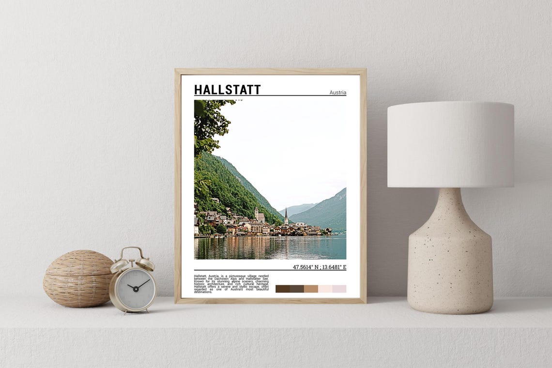 Hallstatt Austria Idyllic Lakeside Village Alpine View Poster - Image 2