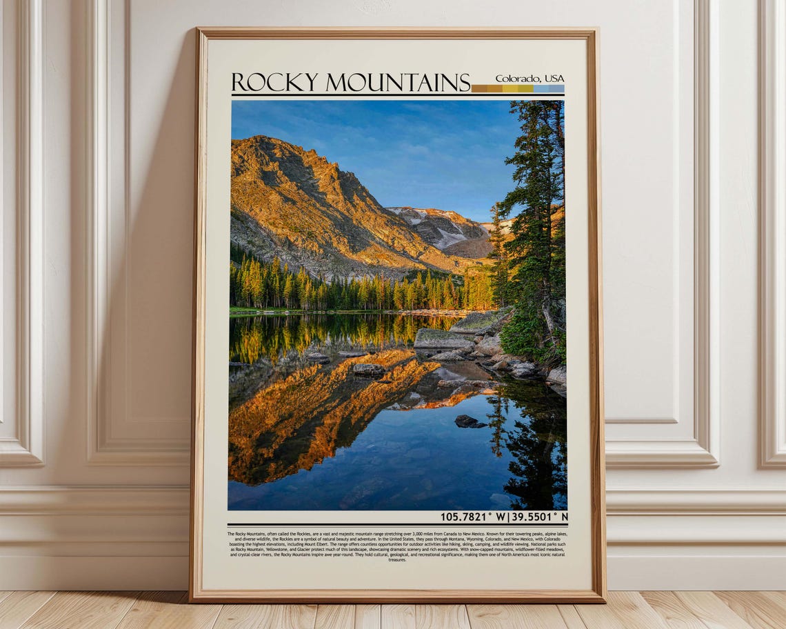 Rocky Mountains Colorado Sunrise Alpine Lake Reflection Travel Poster