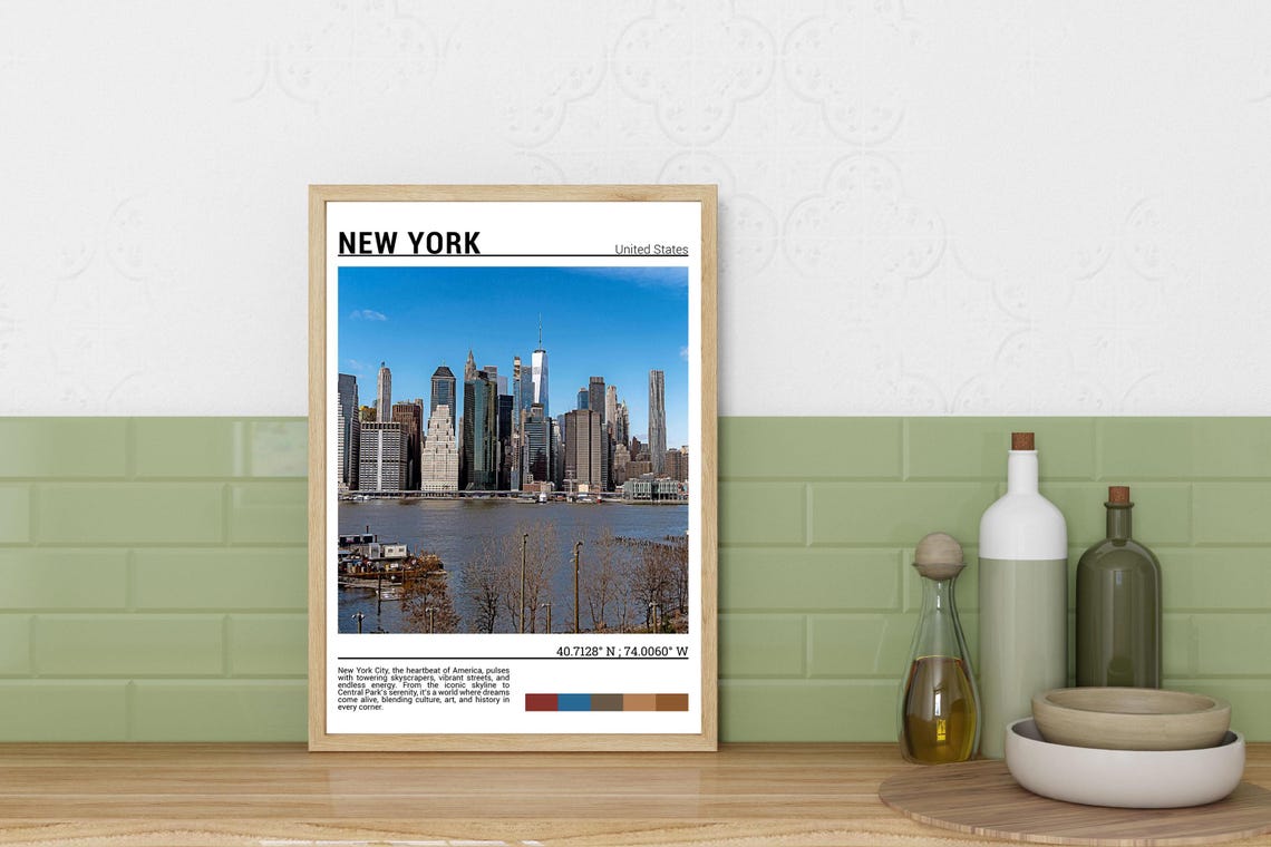 New York City Manhattan Skyline Waterfront Towers Day Poster - Image 3