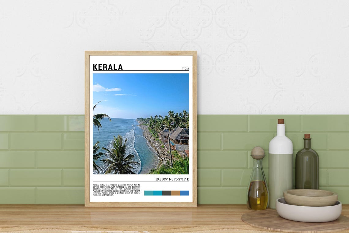 Kerala India Tropical Beach Cliffs Palm Coast Tropical Paradise Poster - Image 3