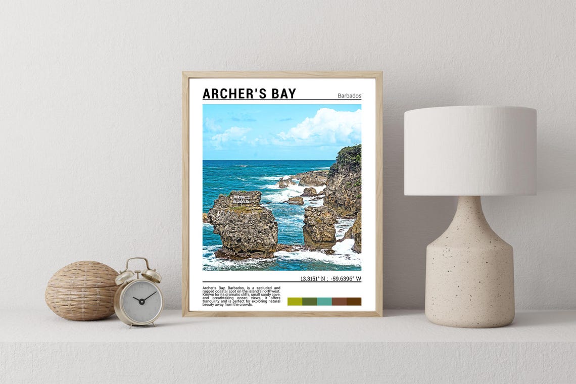 Archers Bay Barbados Rugged Ocean Cliffs Coastal Scenic Travel Poster - Image 2