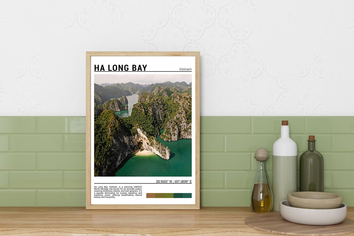 Ha Long Bay Vietnam Limestone Karsts Emerald Water Aerial Poster - Image 3