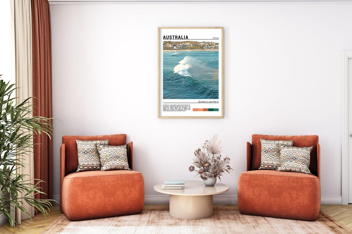Australia Bondi Beach Surfers Breaking Wave Surf Culture Travel Poster - Image 7
