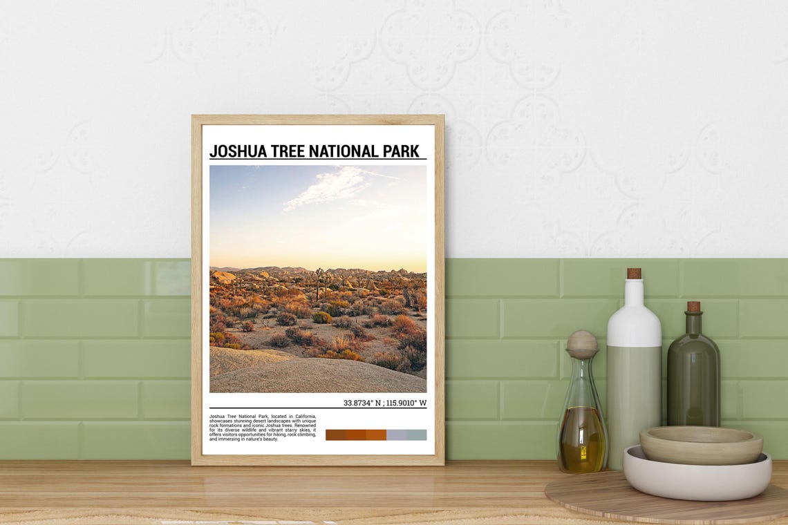 Joshua Tree National Park Desert Plain Golden Light Photo Poster - Image 3